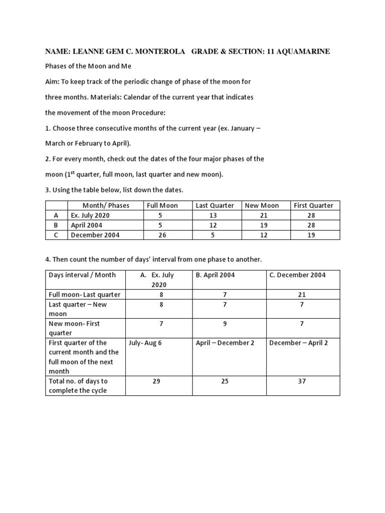 Moon Phases Tracking for Students | PDF | Science & Mathematics