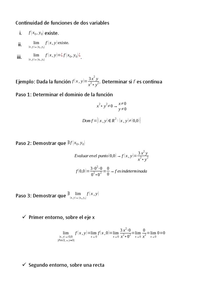 Continuidad de funciones de dos variables | PDF | Análisis matemático ...