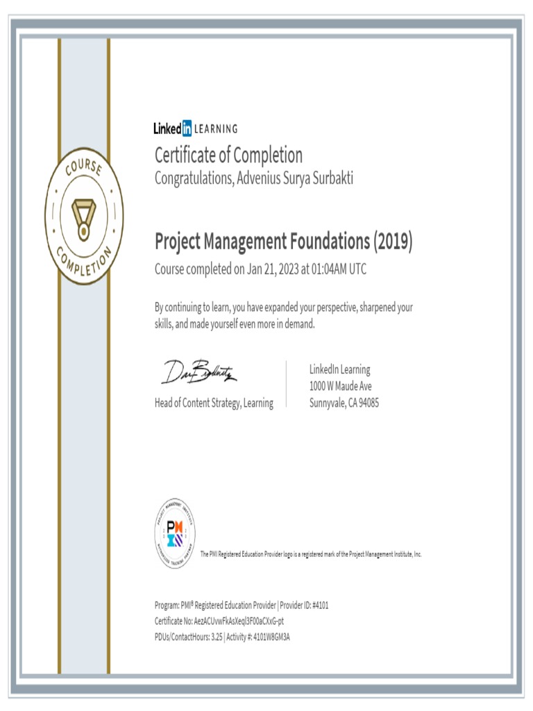 Project Management Foundations Certificate | PDF