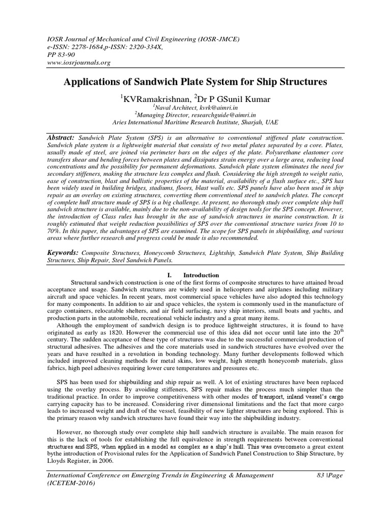 Applications of Sandwich Plate System For Ship Structures PDF
