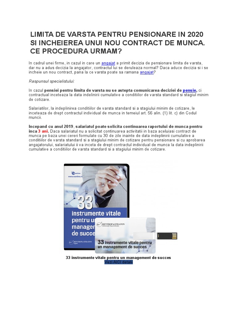 Varsta de Pensionare 2020 | PDF