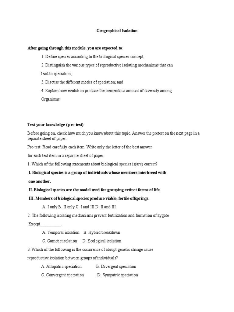 Geographical isolation module pdf hybrid biology evolution