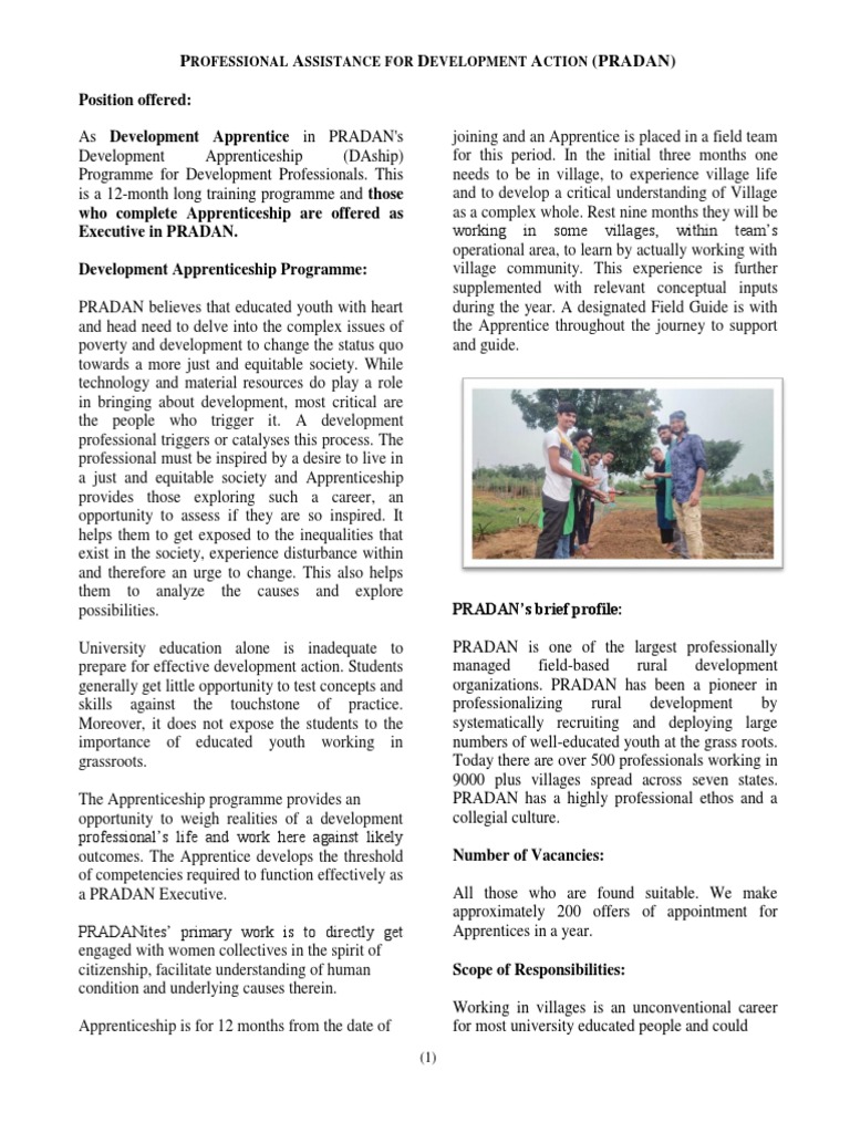 DAship Programme - PRADAN - 2023-24 | PDF | Academic Degree ...