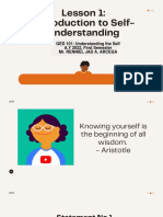 Lesson 1 - Introduction To Self-Understanding
