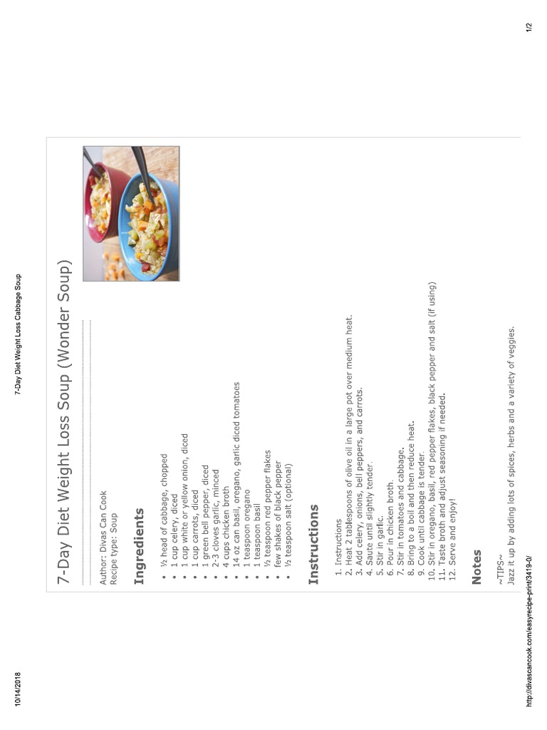 7-Day Cabbage Soup Diet Guide | PDF | Computers