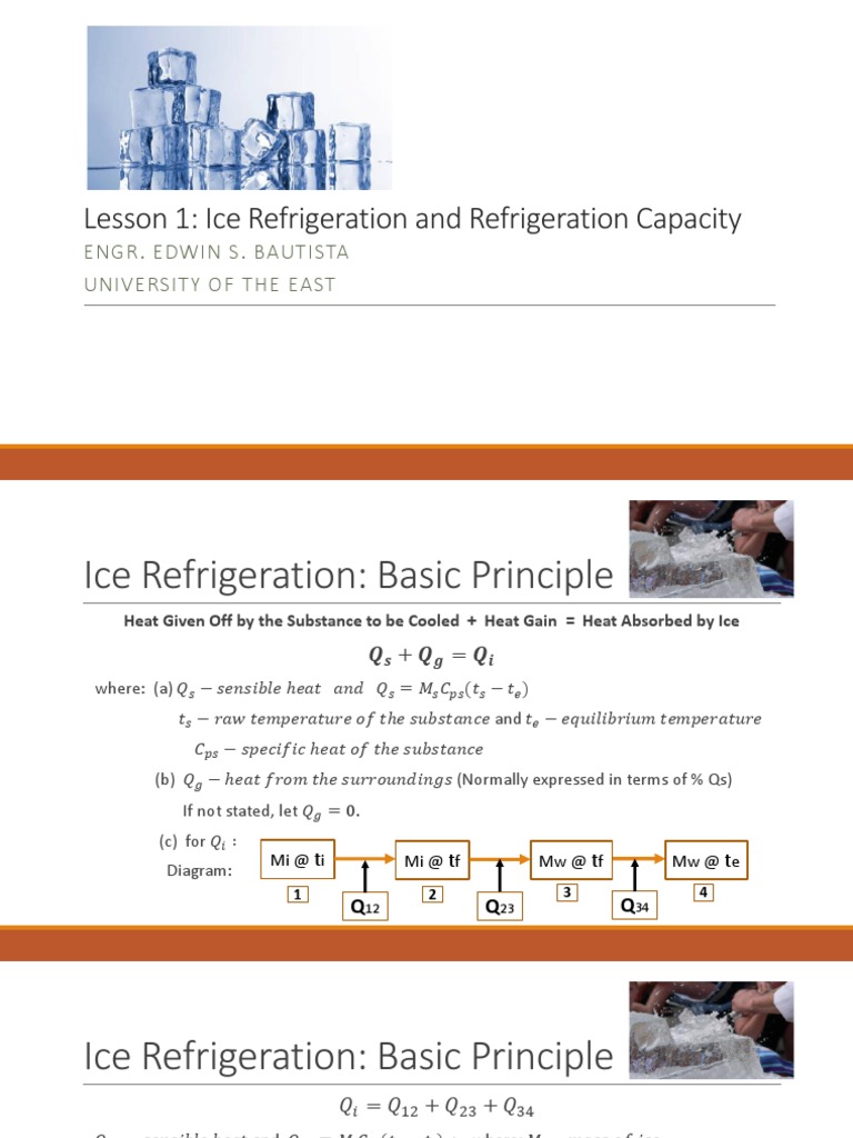Lesson 1b Ice Refrigeration and Refrigerating Capacity PDF
