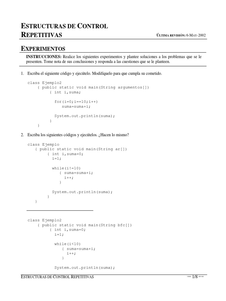 Estructuras de Control Repetitivas en Java | PDF | Pi | Matemática ...