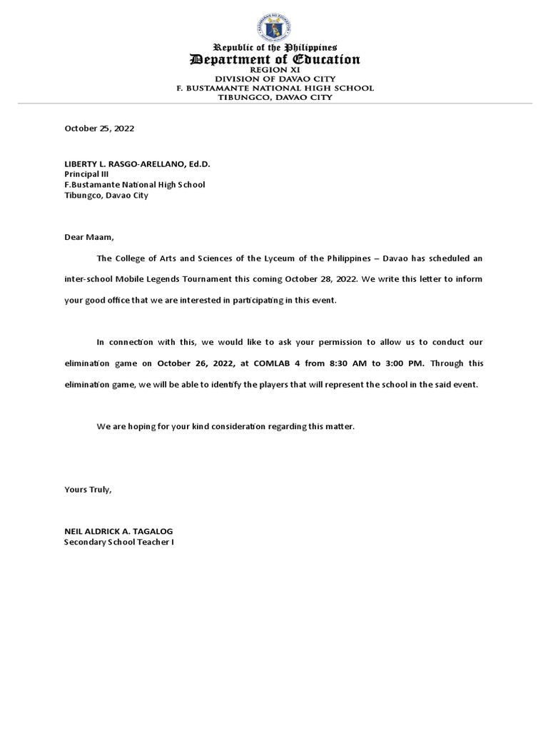 Request for Tournament Permission | PDF
