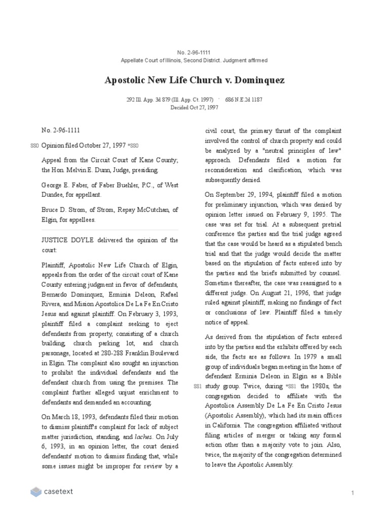 Apostolic new life church v dominquez pdf complaint wisconsin