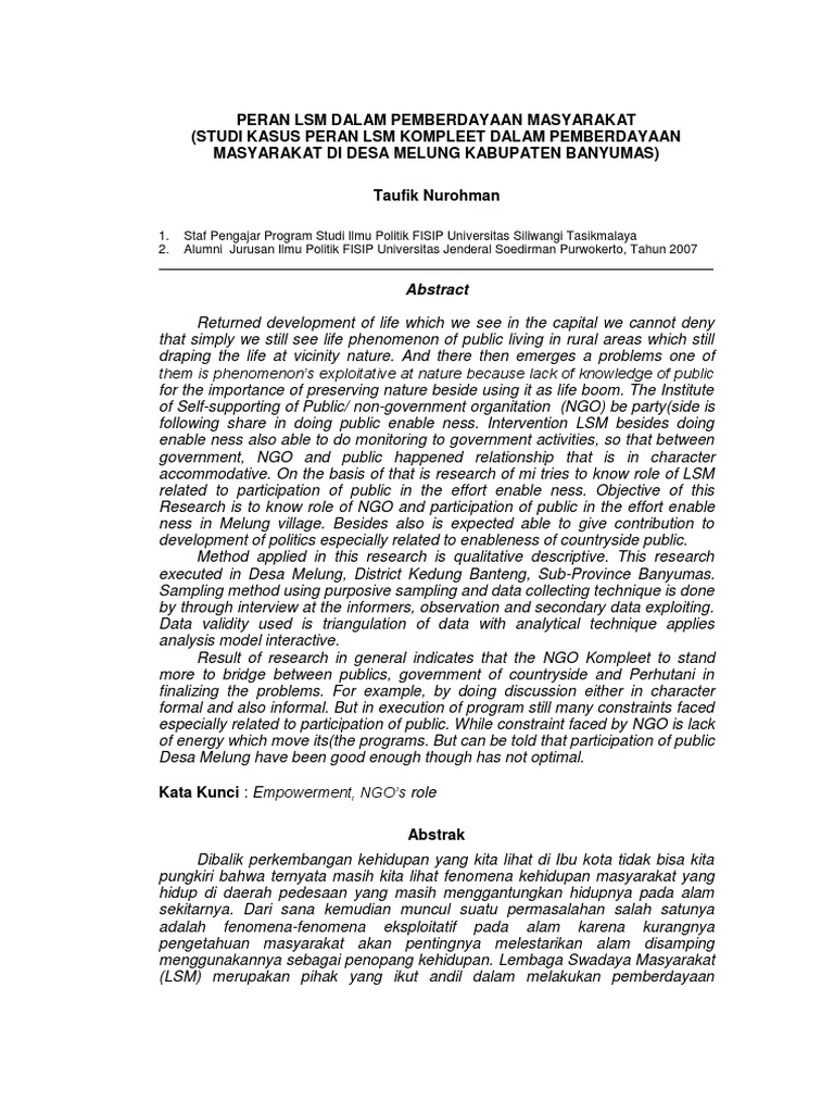 LSM Pertanian Proses Seleksi