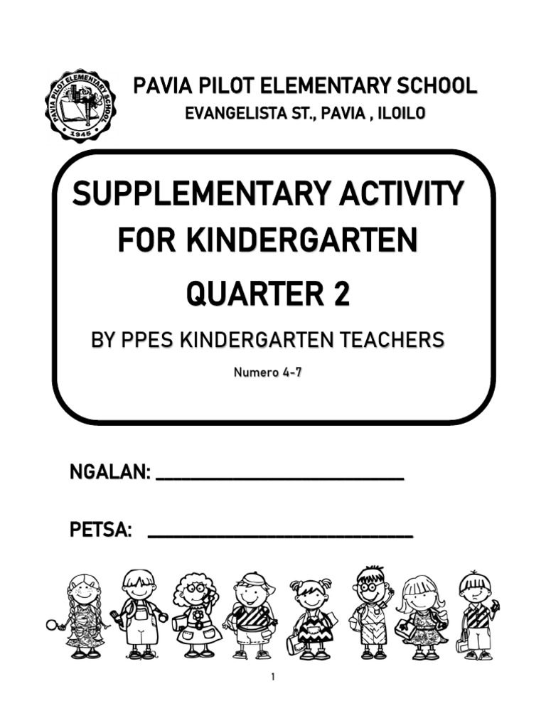 Supplementary Activity For Kindergarten Quarter 2 Pavia Pilot