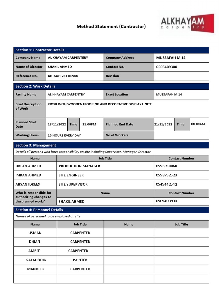 Kiosk Installation Method Statement | PDF | Drywall | Personal ...
