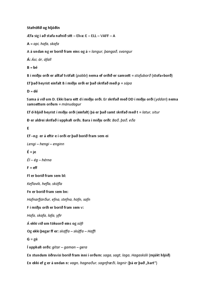 Stafrófið Og Hljóð | PDF