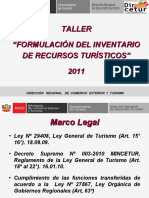 Formulación del inventario de recursos turísticos