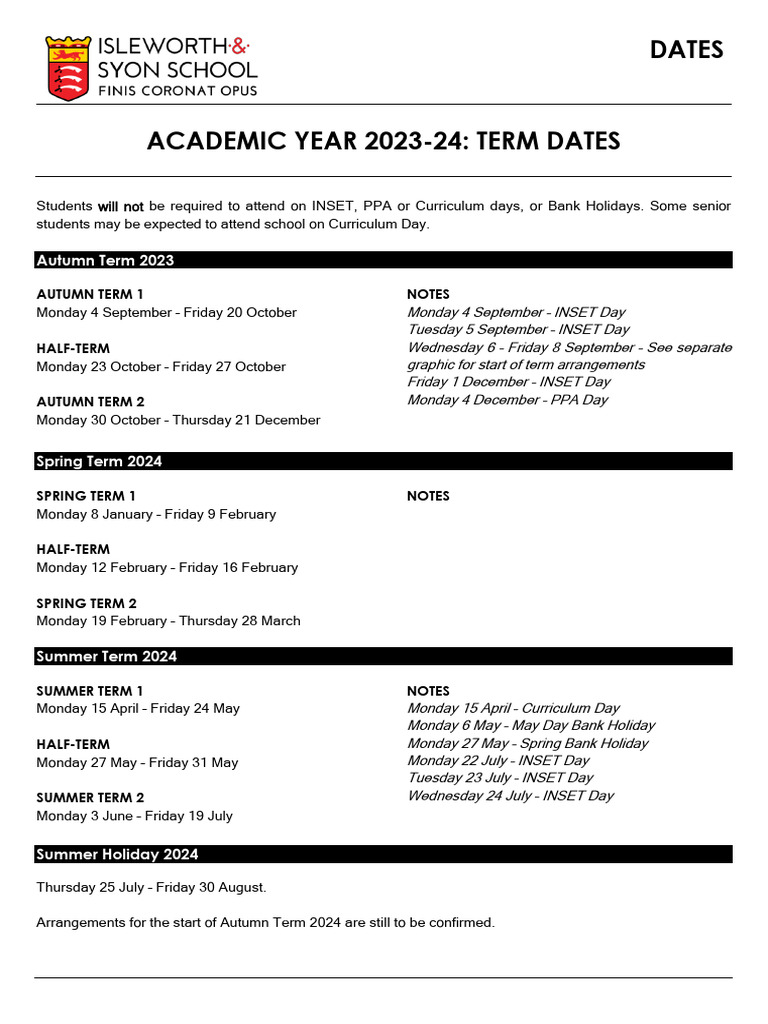 Academic Year 202324 Dates PDF