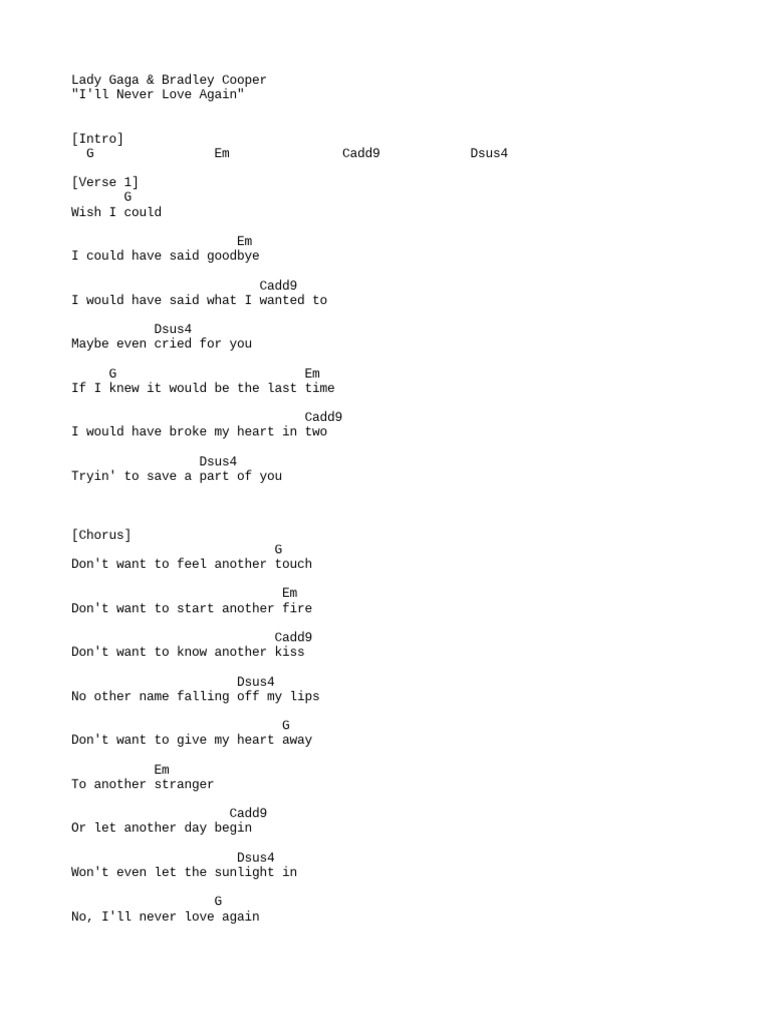 I'll Never Love Again | PDF | Lady Gaga | Songs