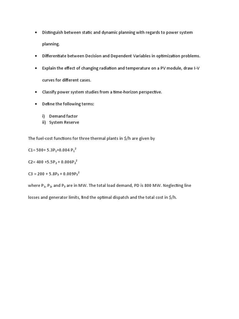 Power System Planning and Optimization Guide | PDF