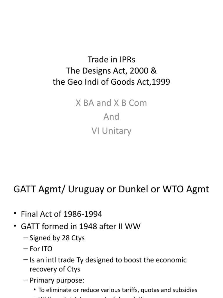 IPR - Designs Act, 2000 | PDF | Intellectual Property | World ...