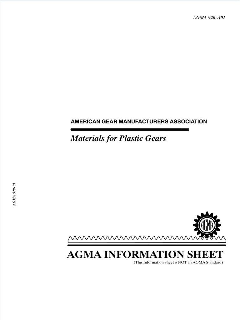 Agma 920 A01 Materials For Plastic Gears PDF Deformation