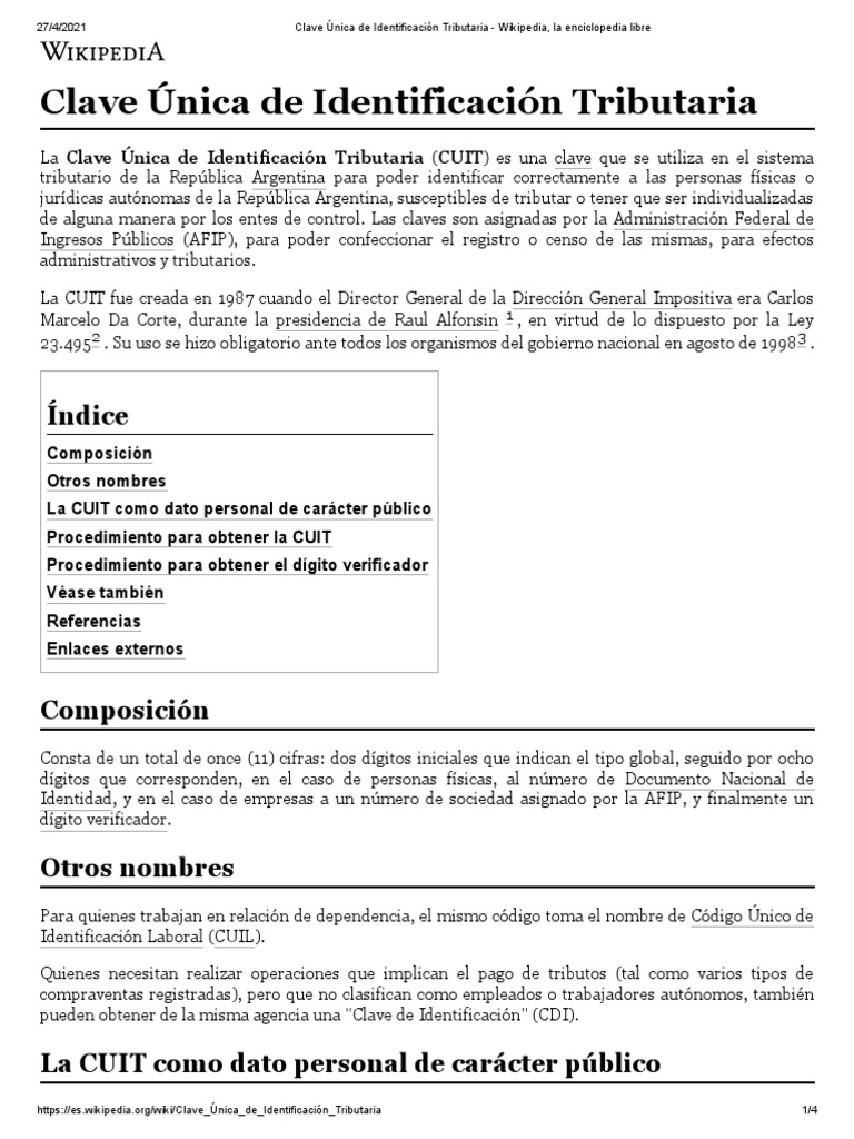 Clave Única de Identificación Tributaria Wikipedia PDF Wikipedia