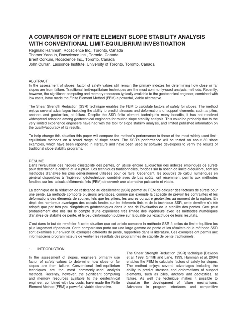A Comparison of Finite Element Slope Stability Analys | PDF | Finite ...