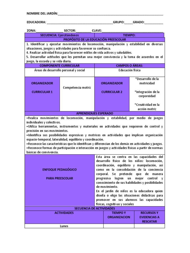 Plan de educación fisica | PDF | Educación de la primera infancia