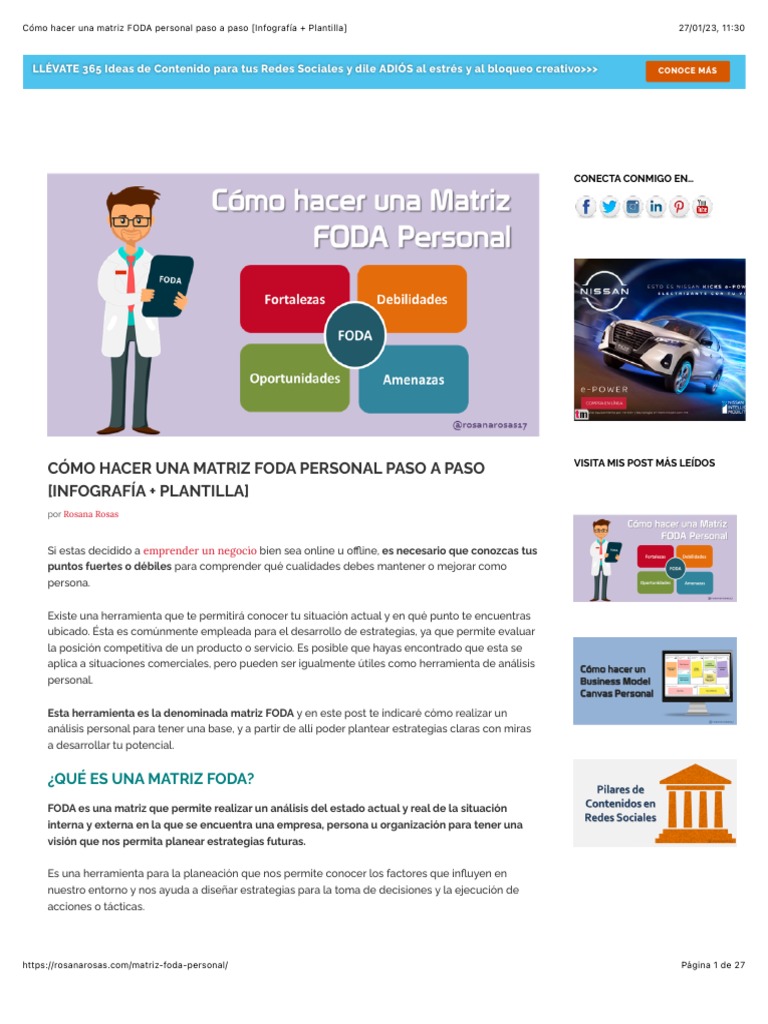 Cómo Hacer Una Matriz FODA Personal Paso A Paso | PDF | Análisis FODA ...