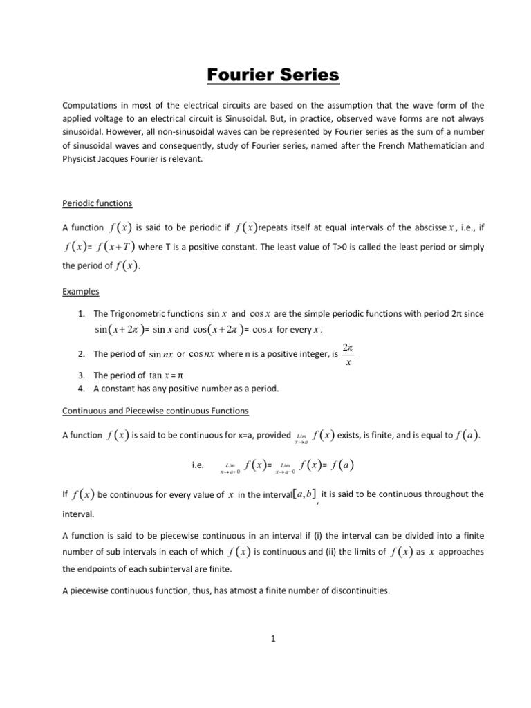 Fourier Series M302 Sine Fourier Series