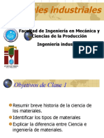 Materiales Industriales: Facultad de Ingeniería en Mecánica y Ciencias de La Producción Ingeniería Industrial