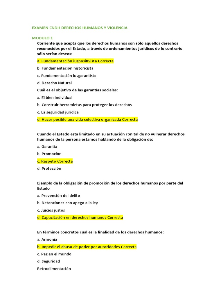 Examen sobre Derechos Humanos y Violencia | PDF | Derechos humanos ...