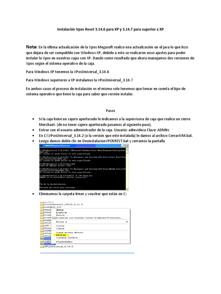 Instalación Vpos Reset 3 | PDF | Windows XP | Archivo de computadora