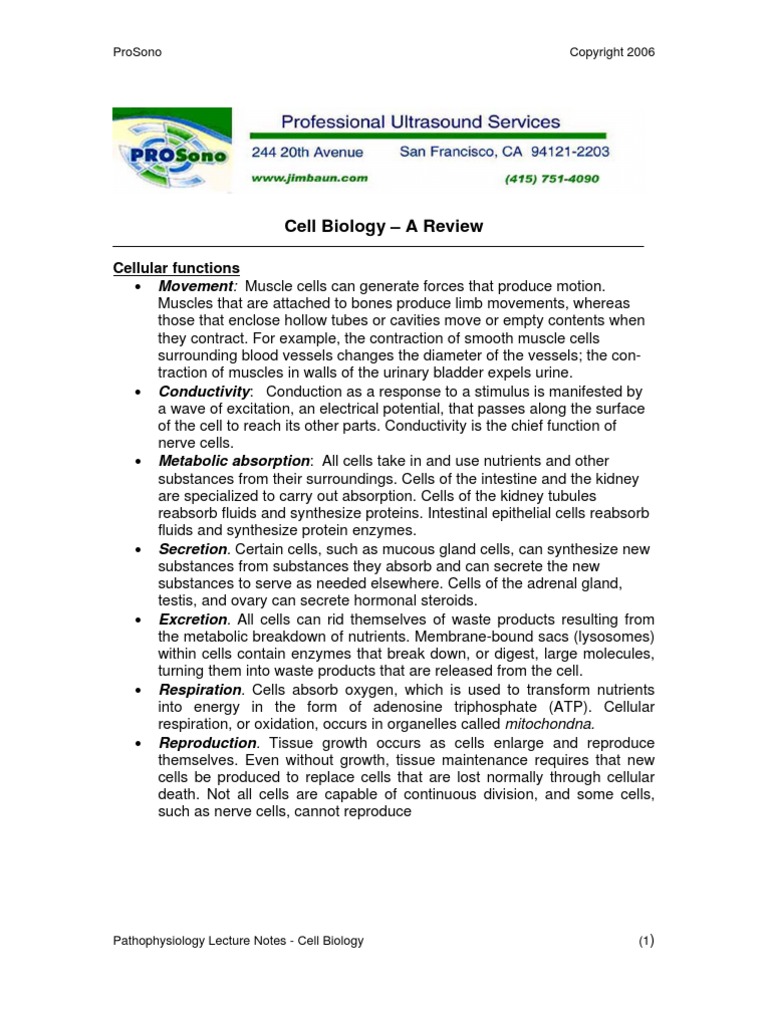 Patho Notes Cell Biology | PDF | Mitosis | Cell Membrane