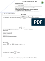 Avaliação de Matemática do 1o Bimestre com 15 questões