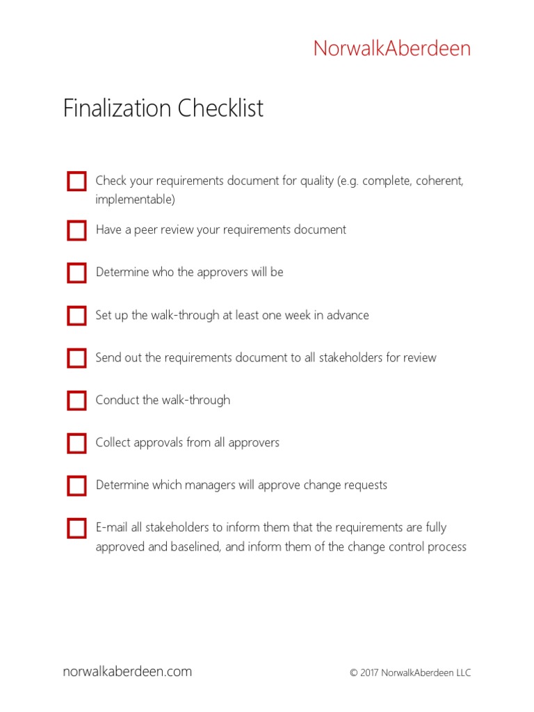 Finalization Checklist PDF
