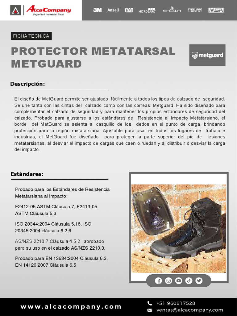 Protector Metatarsal MetGuard Ficha Técnica | PDF | Negocios | Tecnología