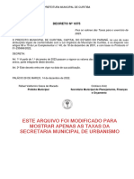 Decreto Taxas Municipais 2023 Curitiba