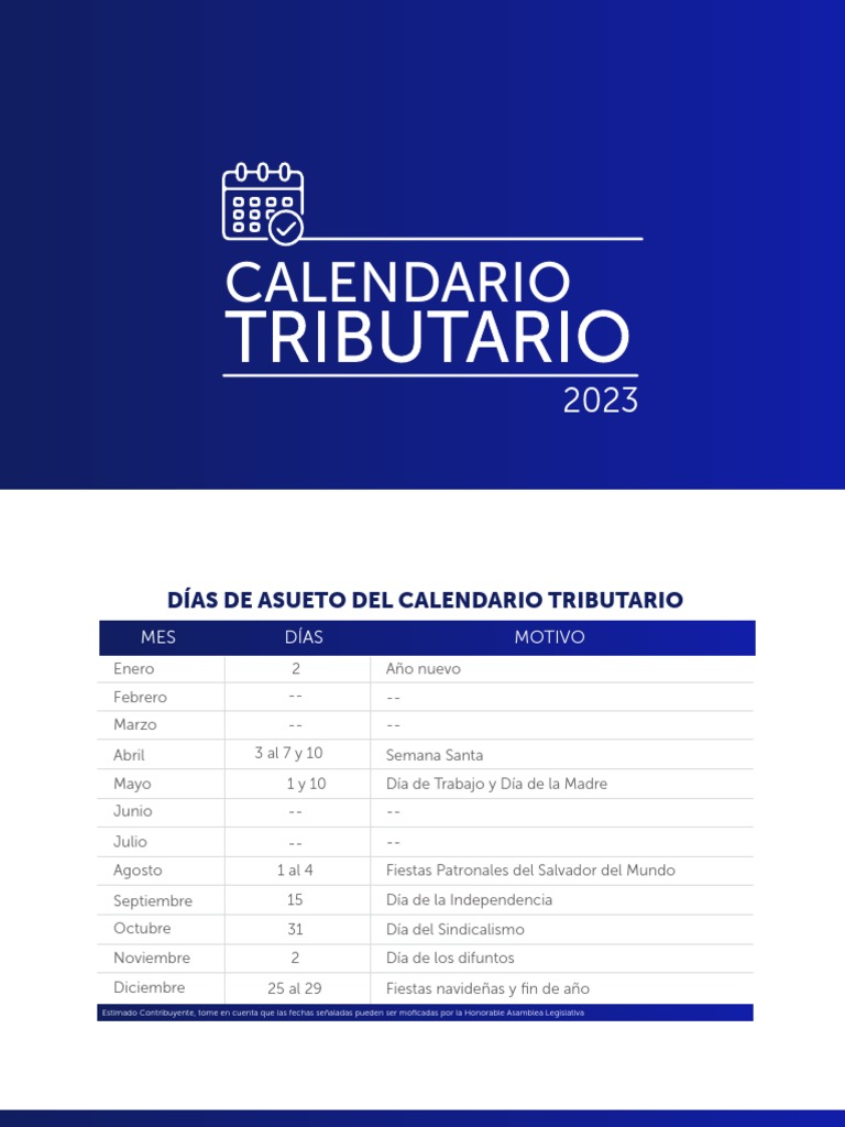 Calendario Hacienda 2023 PDF Impuestos Impuesto al valor agregado