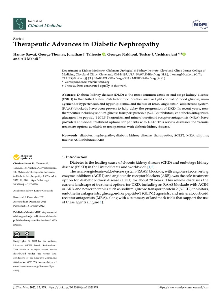 Therapeutic Advances in Diabetic Nephropathy | PDF | Chronic Kidney ...