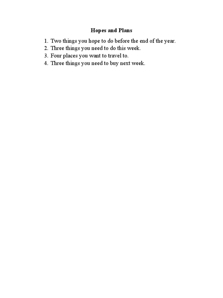 Hopes and Plans for Year-End Goals | PDF