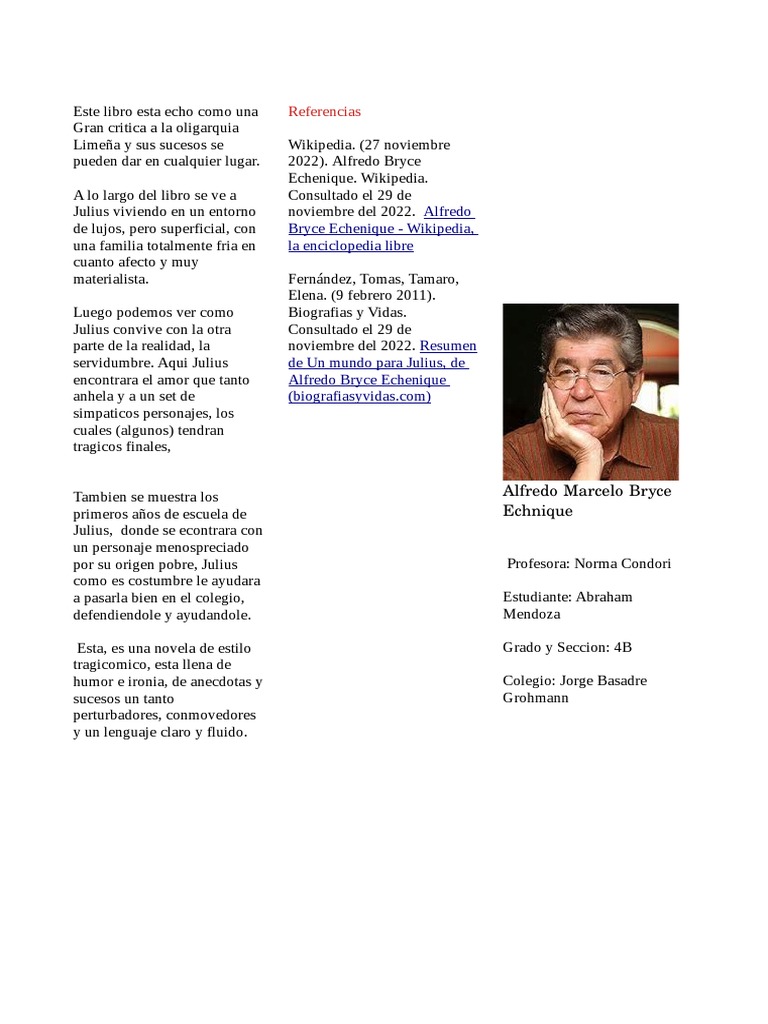 Triptico Alfredo Bryce Echenique Por Abraham PDF