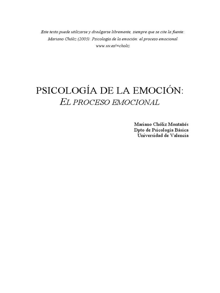 Psicología de La Emoción | PDF | Las emociones | Comportamiento