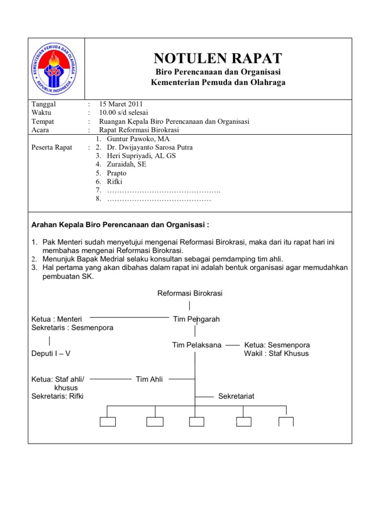 Format Notulen Rapat Resmi | PDF