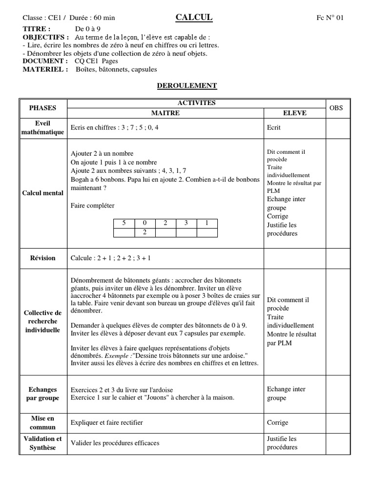 Calculs et opérations pour CE1 | PDF | Mathématiques | Arithmétique