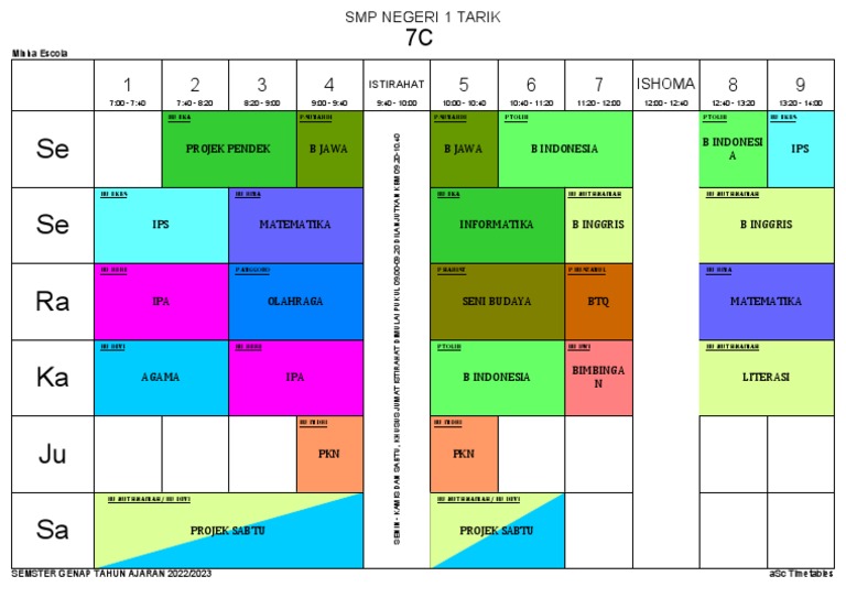 Jadwal Kelas 7 C | PDF