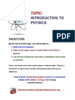 Introduction To Physics: Topic