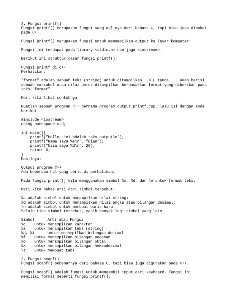 Fungsi scanf() dalam C dan C++ | PDF