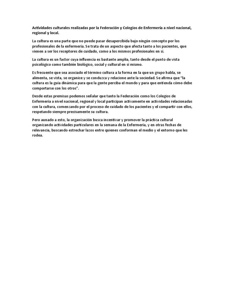 Actividades Culturales en Enfermería | PDF | Relaciones personales ...
