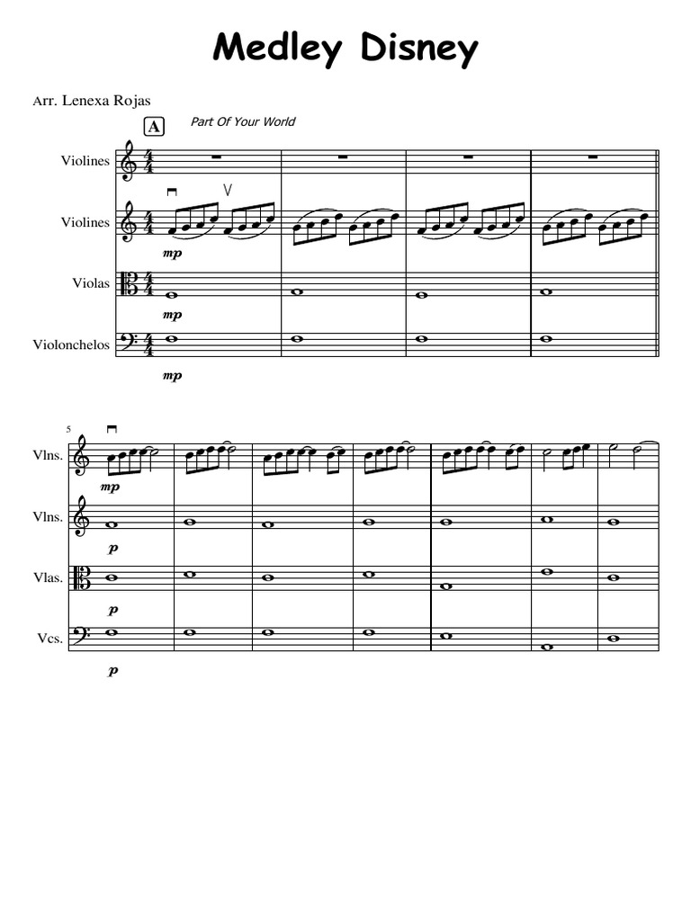 Disney Medley Sheet Music | PDF | Musical Notation | Musical Compositions