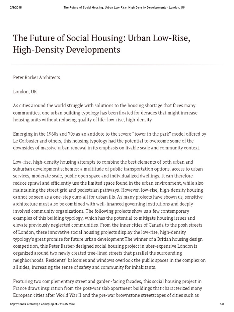 The Future of Social Housing | PDF | Public Housing | Apartment