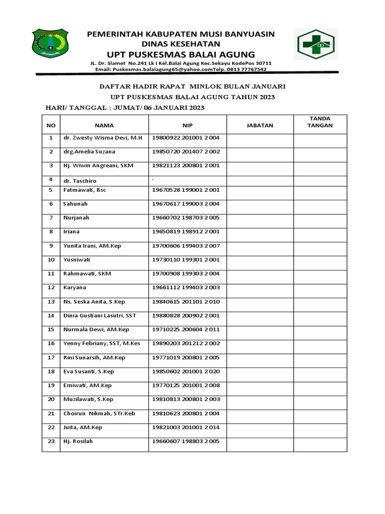 Absen Daftar Hadir | PDF